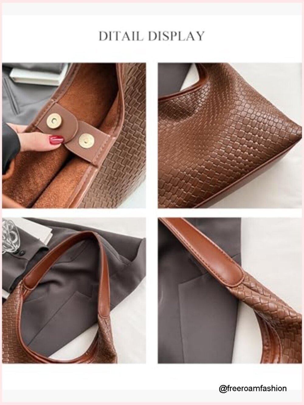 Large Capacity Vegan Leather Hobo Tote Bag with Top Handle and Shoulder Strap - Picture 2 of 7